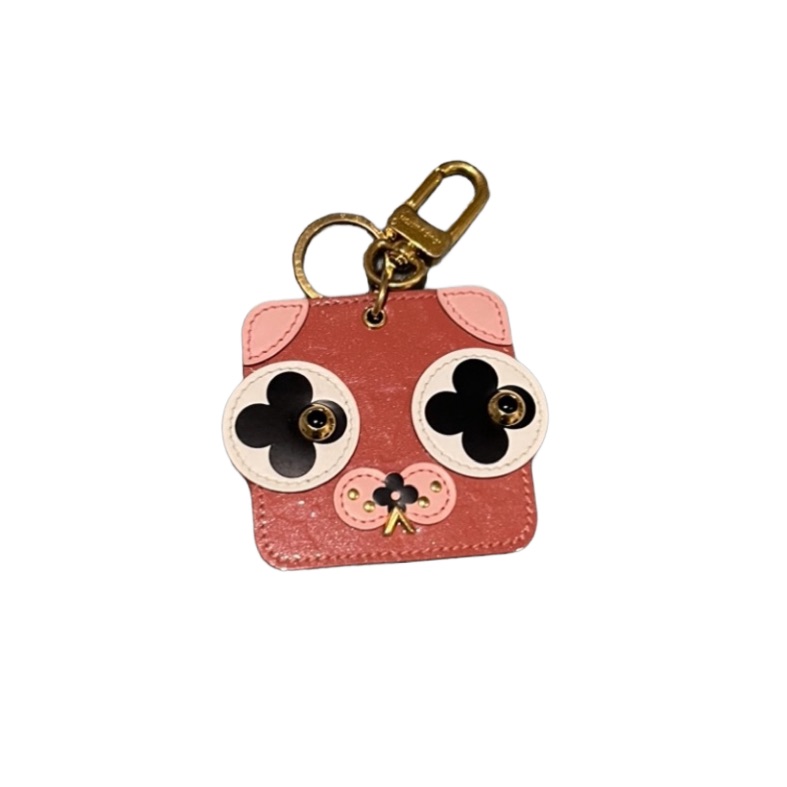 Louis Vuitton Vernis Dog Face Charm Rare Collectible Key Chain Pink